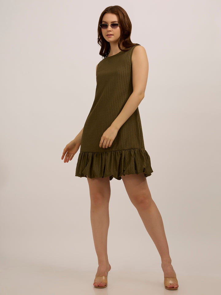 Olive Bubble Hem Dress