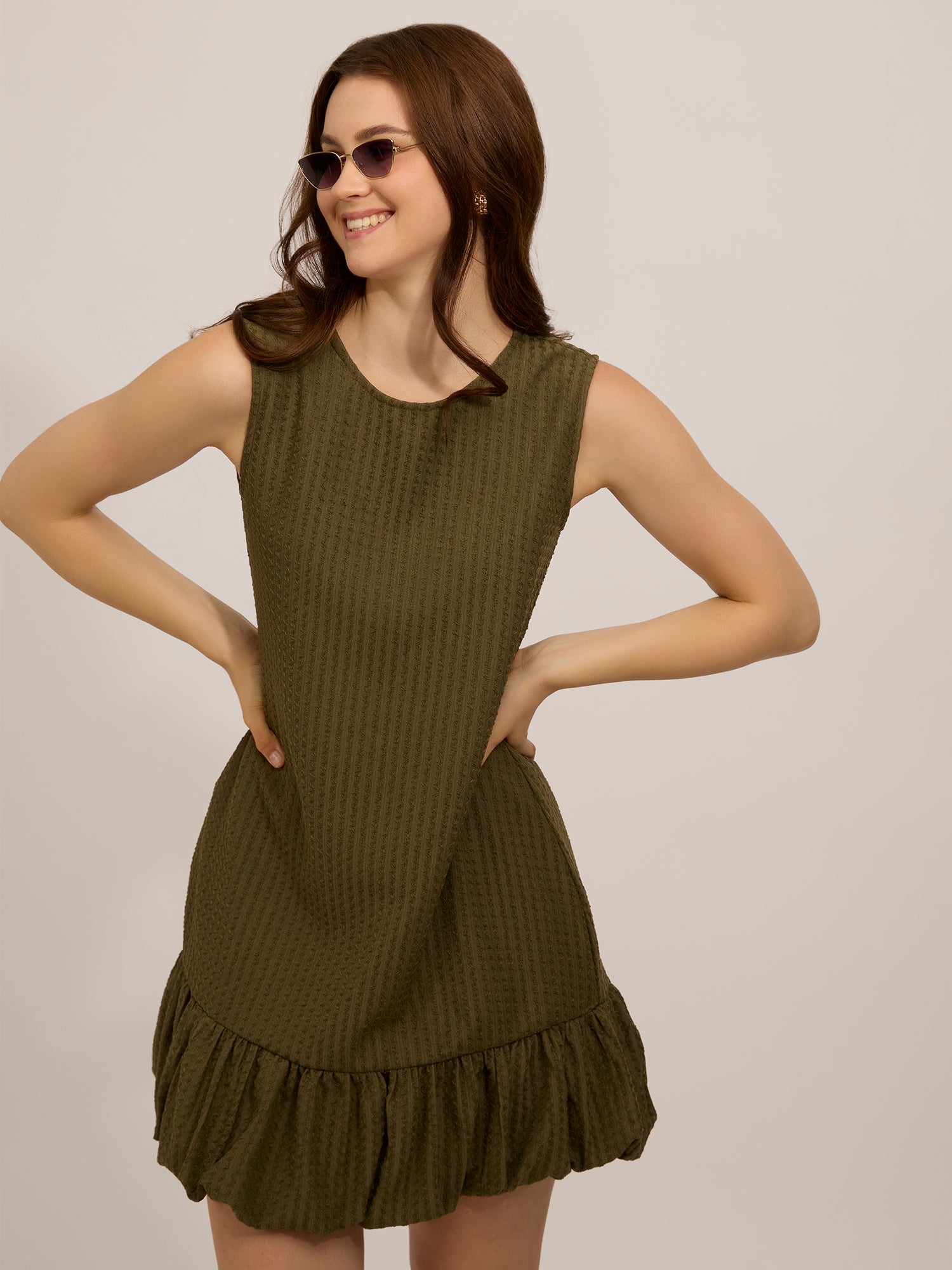 Olive Bubble Hem Dress