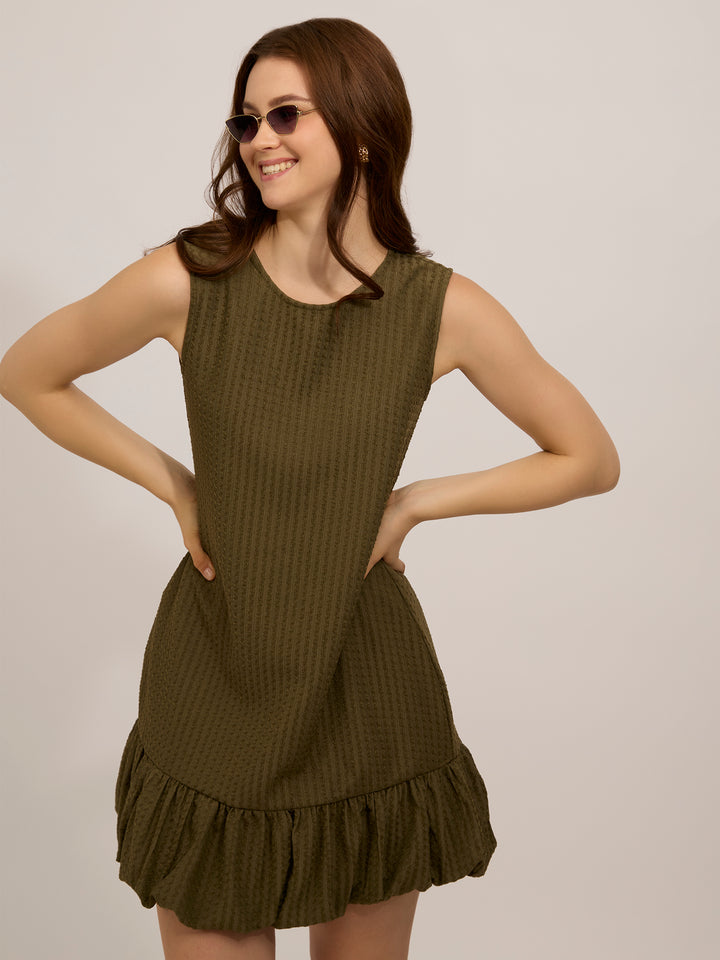Olive Bubble Hem Dress