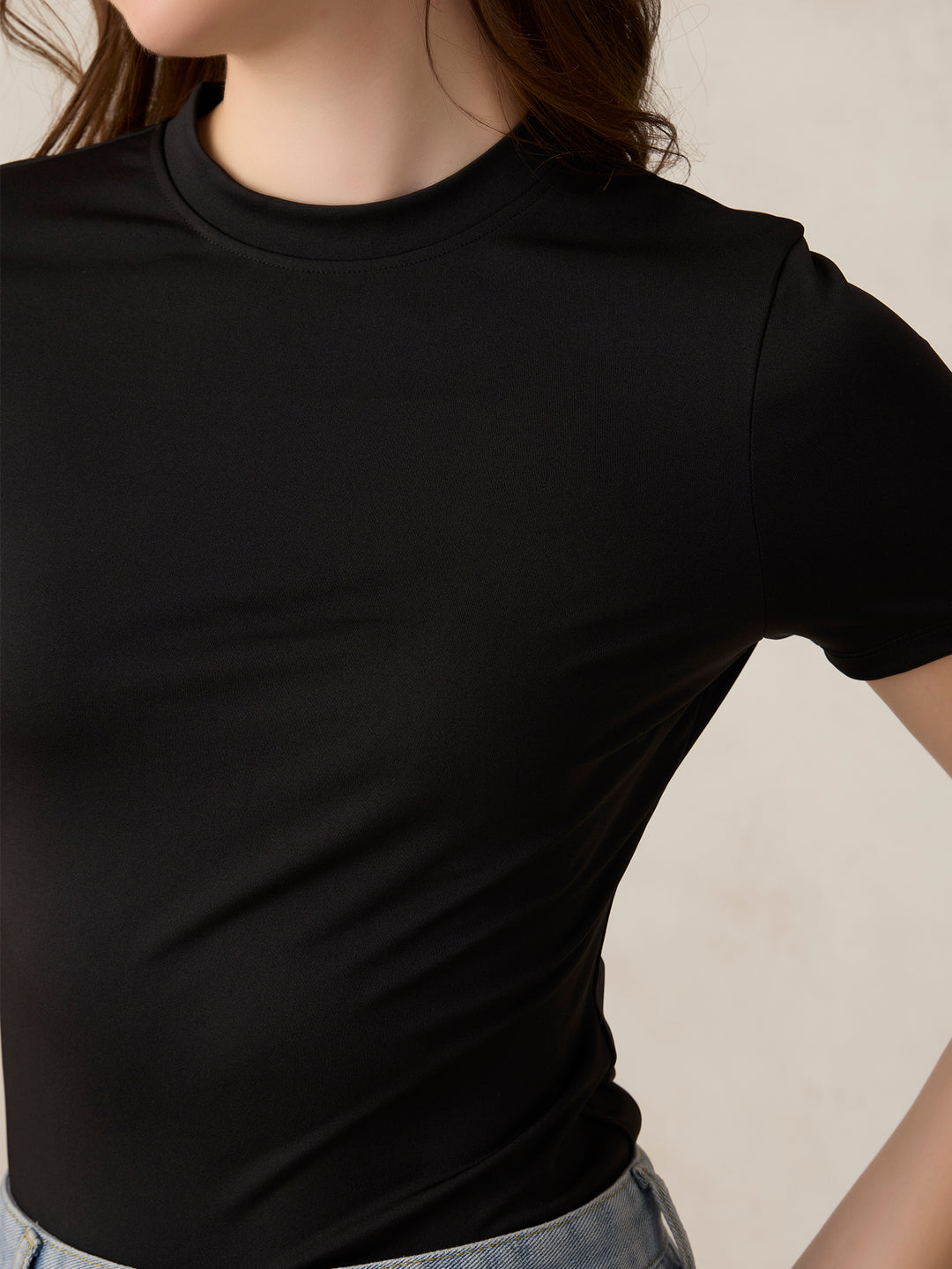 Black Basic Solid Bodysuit