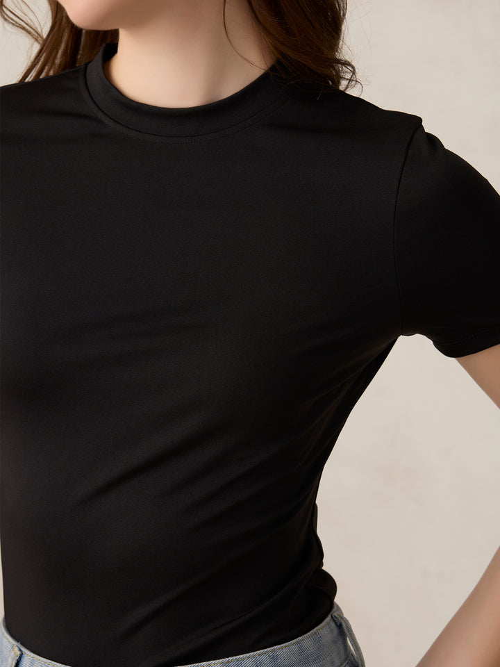 Black Basic Solid Bodysuit