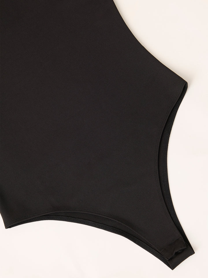 Black Basic Solid Bodysuit