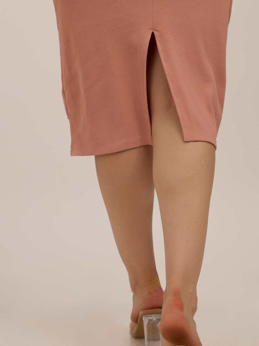 Peach Crew Neck Bodycon T-Shirt Dress