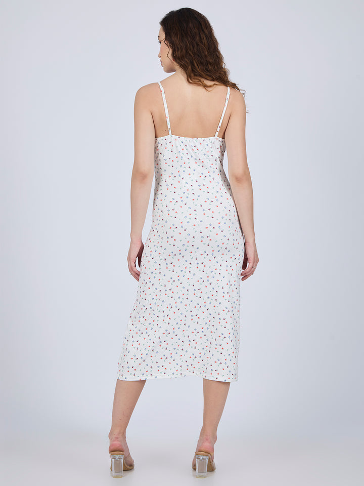 Multi Strappy Floral Midi Dress With Slit