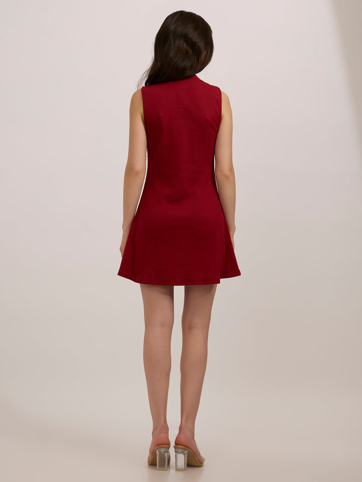 Red Rib Skater Dress
