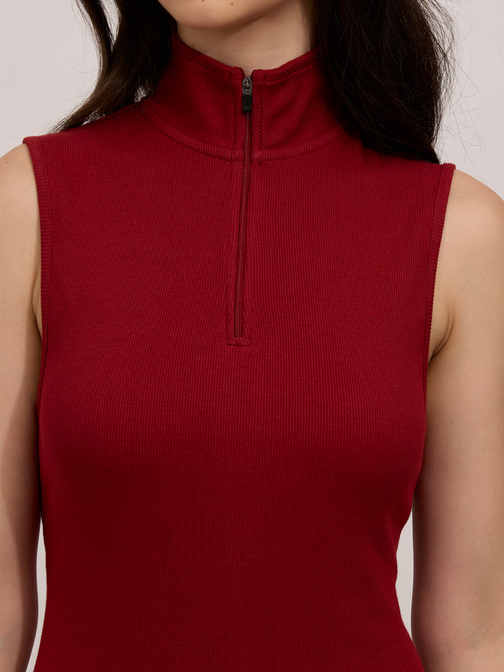 Red Rib Skater Dress