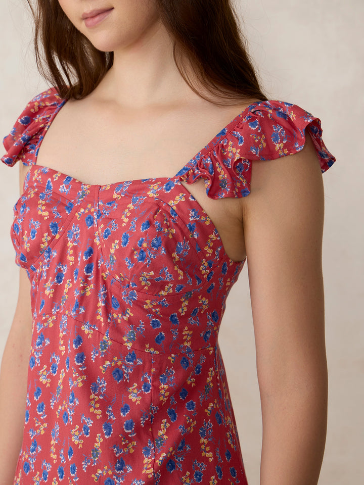 Red Printed Aline Mini Dress
