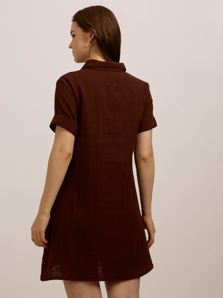 Brown Aline Shirt Dress