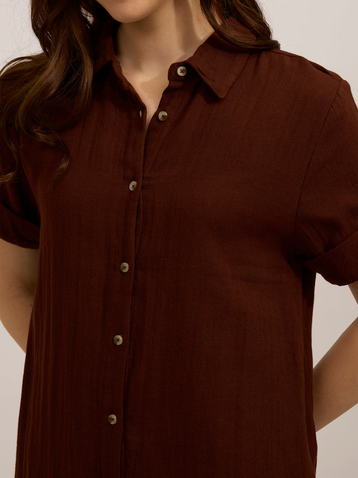 Brown Aline Shirt Dress