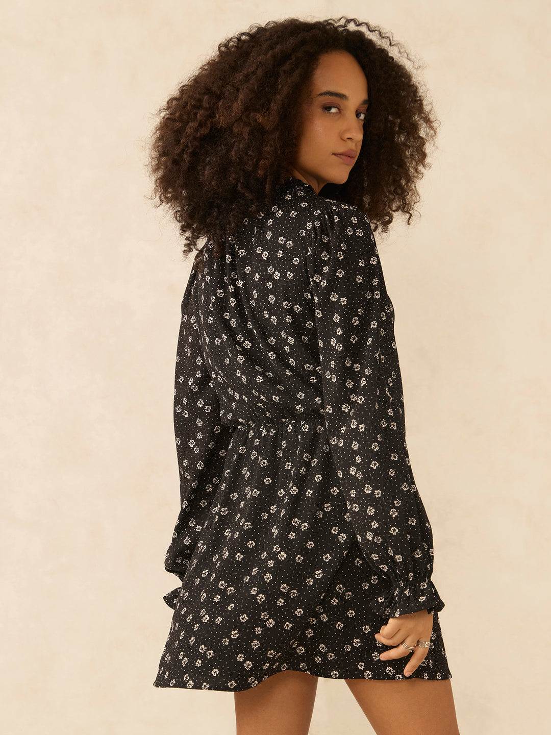 Black High Neck Mini Dress