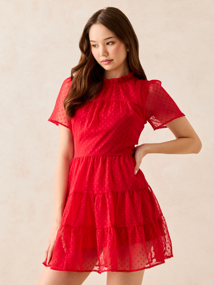 Red Tiered Mini Dress