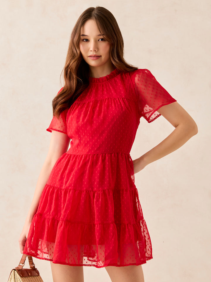 Red Tiered Mini Dress