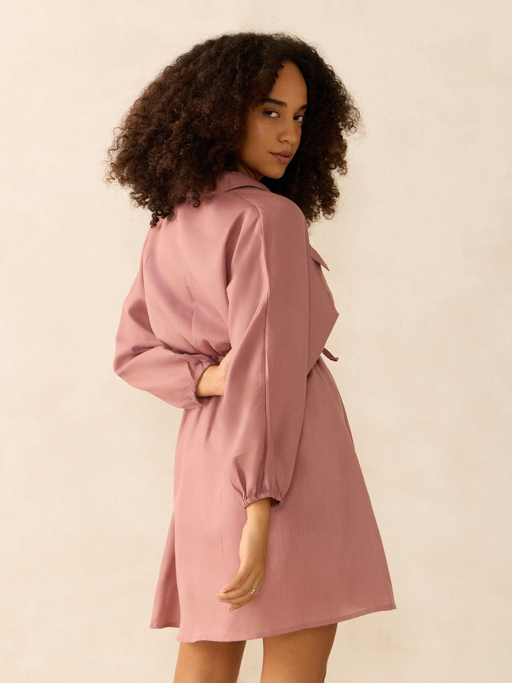 Beige Mini Utility Detail Dress
