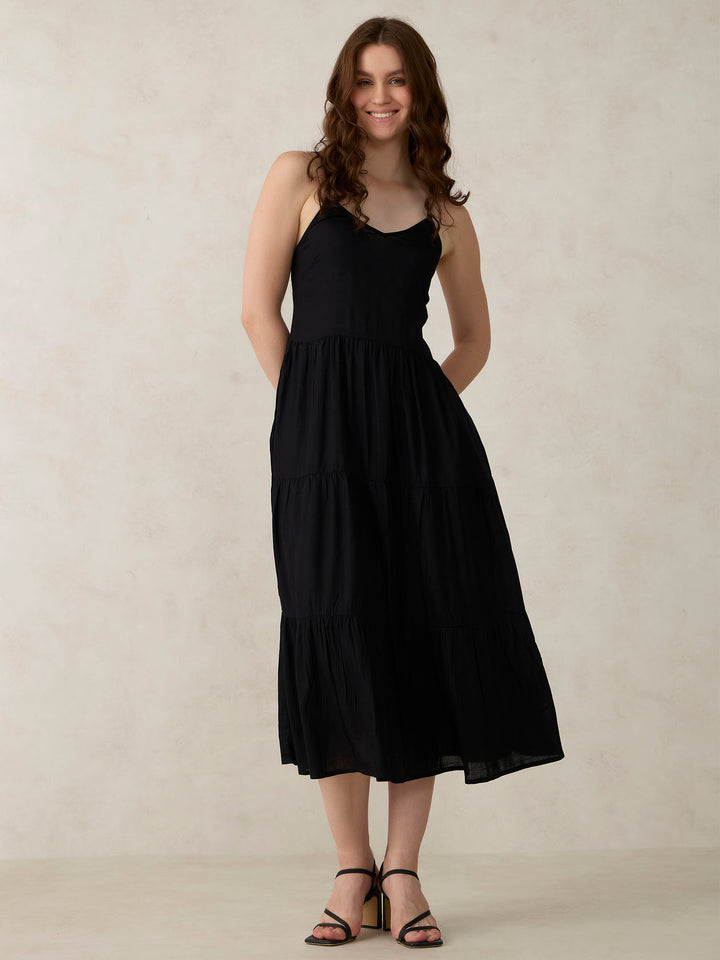 Black Tiered Maxi Dress