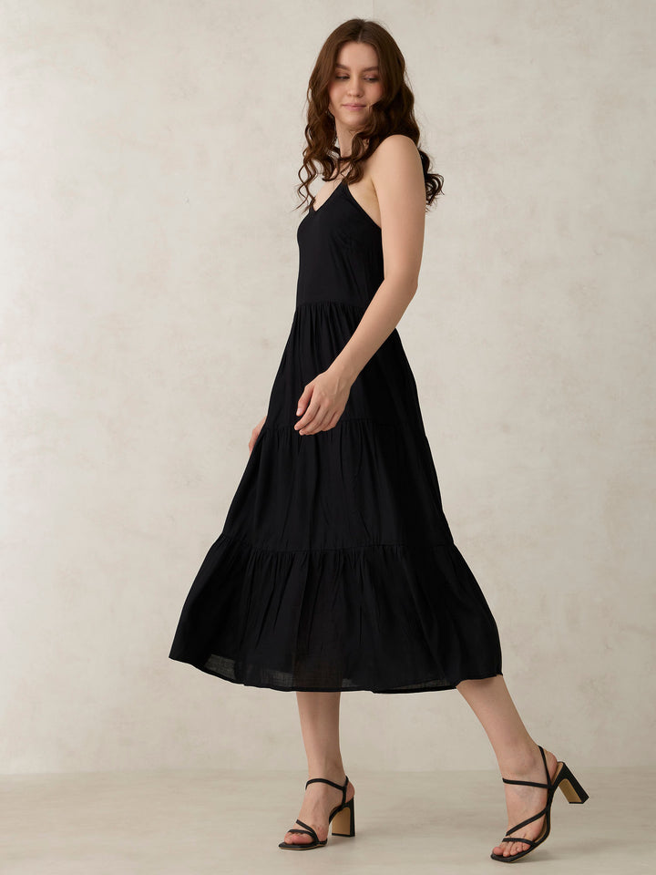 Black Tiered Maxi Dress