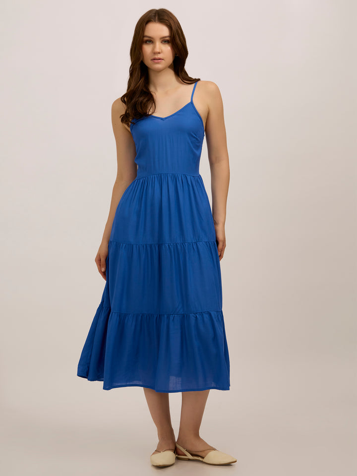 Blue Tiered Maxi Dress