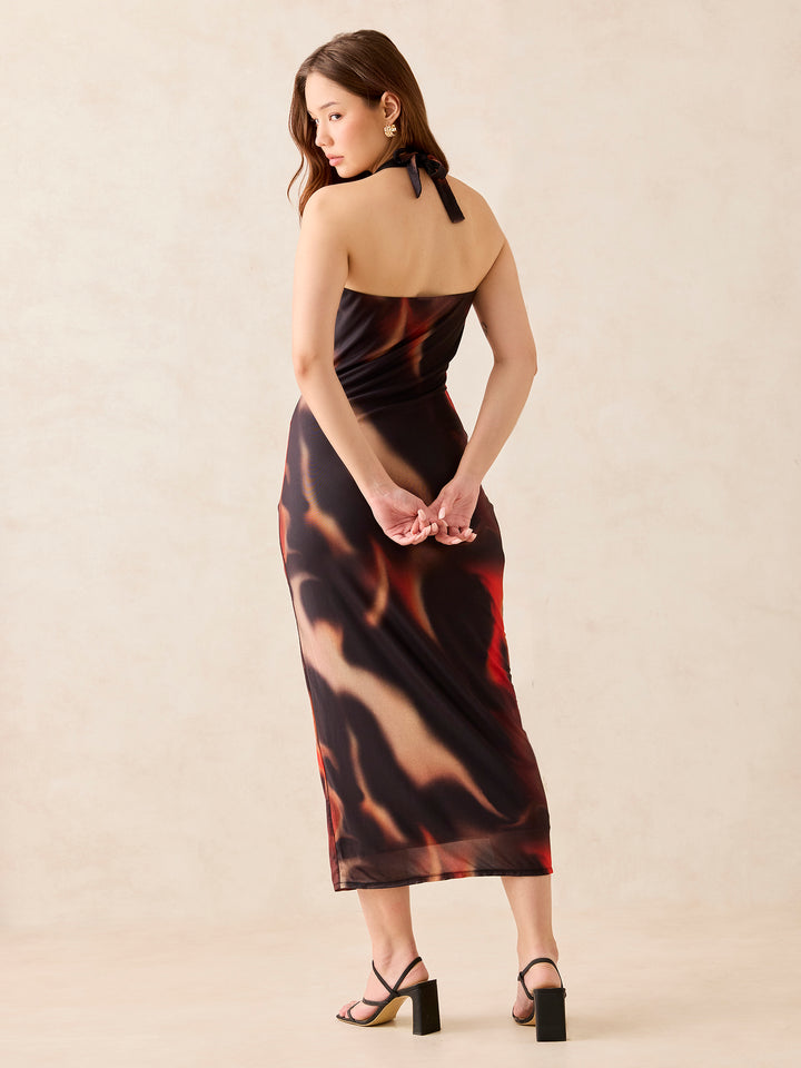 Multi Halter Neck Bodycon Dress