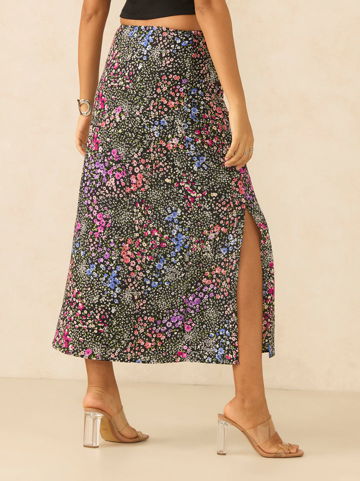 Multi High Slitted Midi Skirt