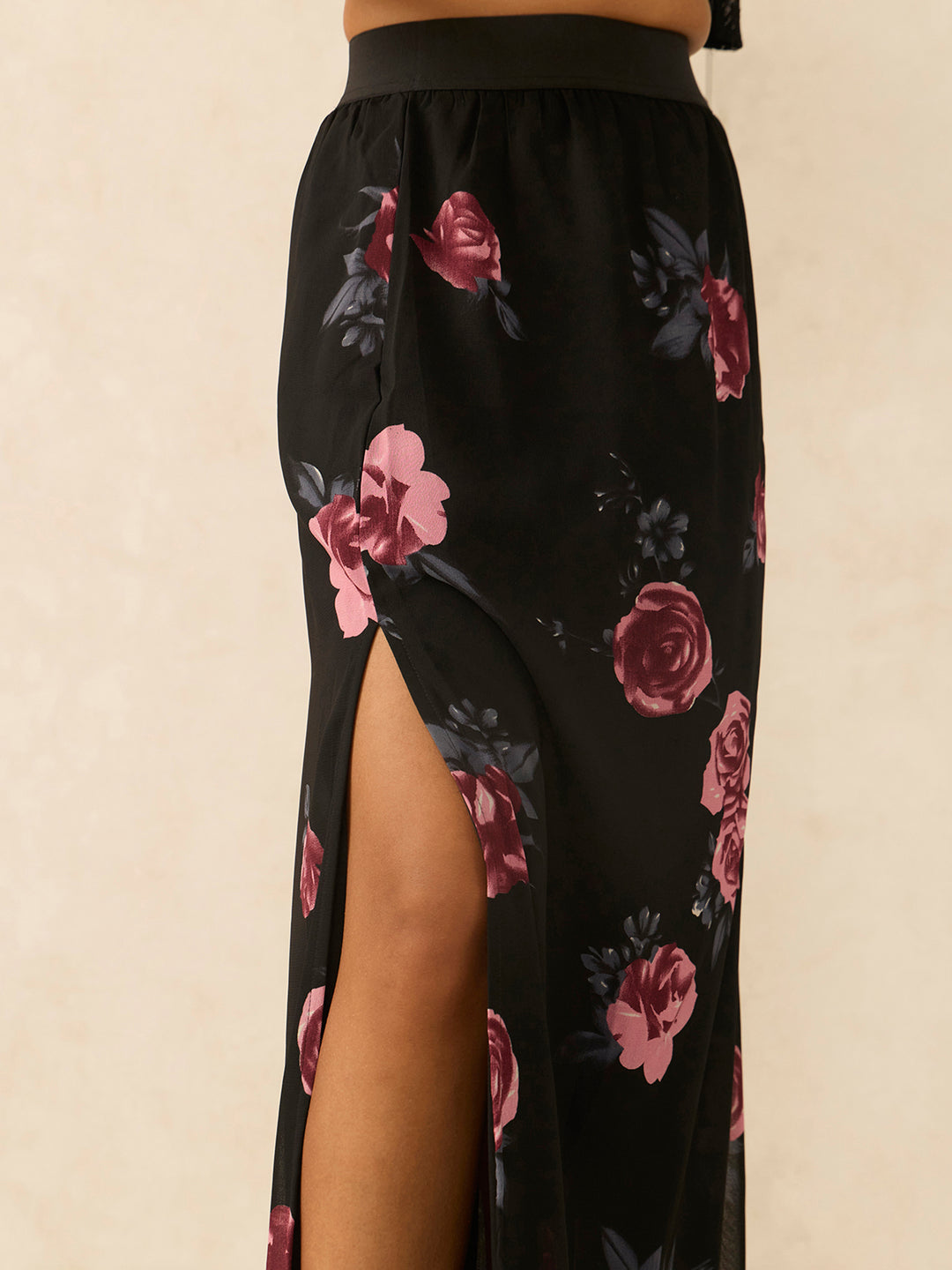 Black Floral Maxi Skirt