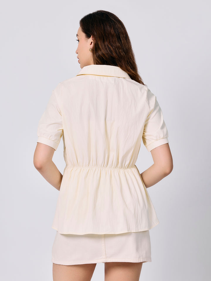 Yellow Front Ruching Shirt