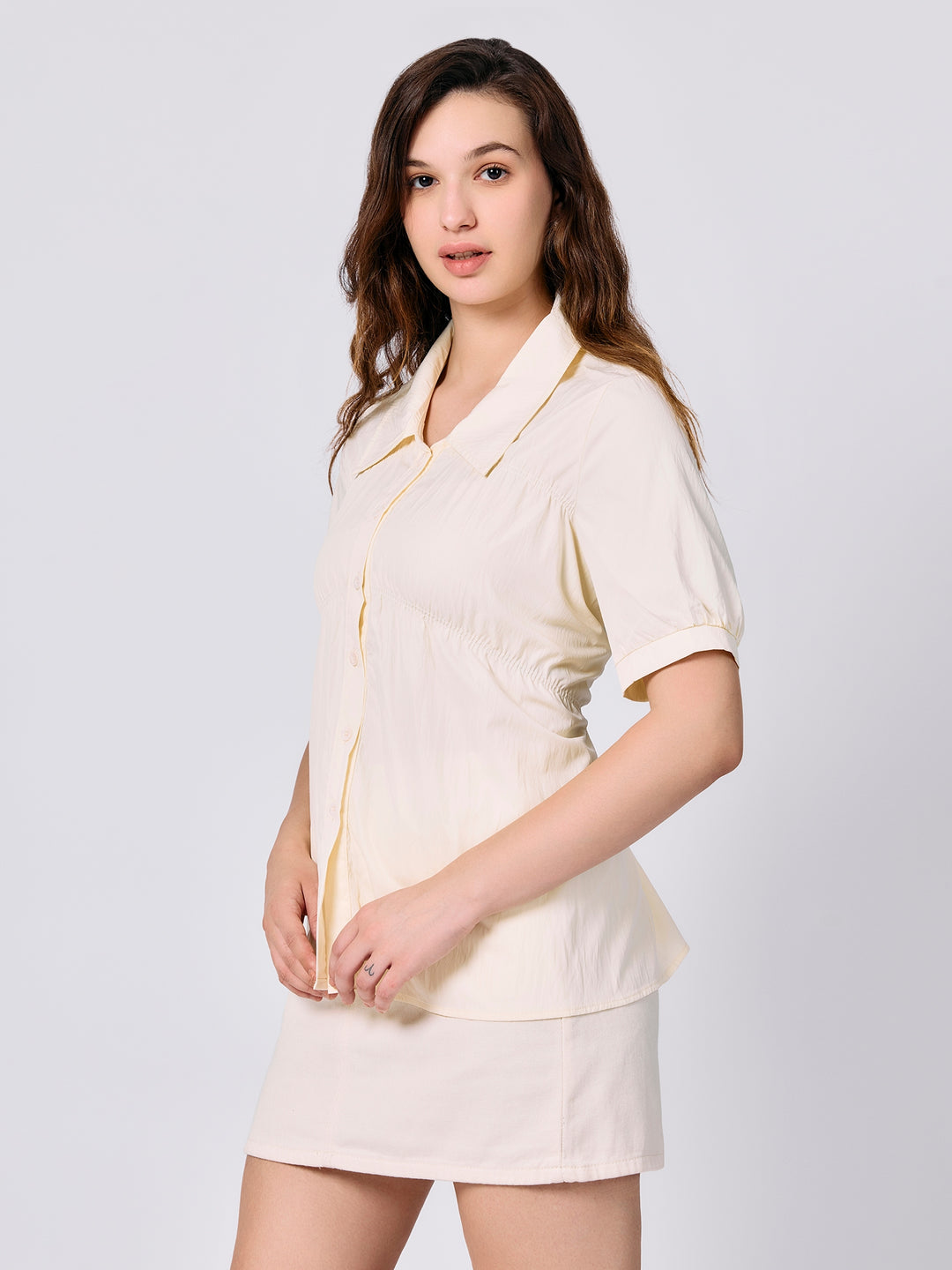 Yellow Front Ruching Shirt