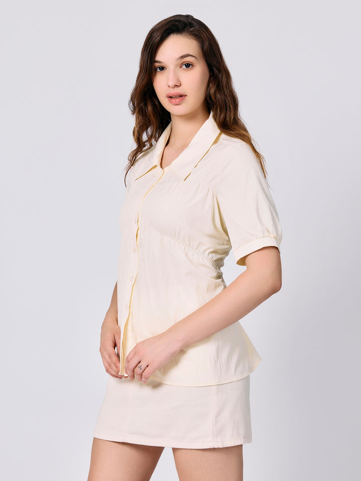 Yellow Front Ruching Shirt
