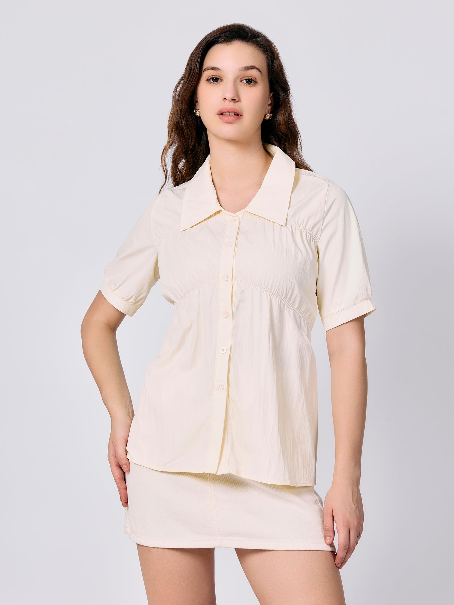 Yellow Front Ruching Shirt