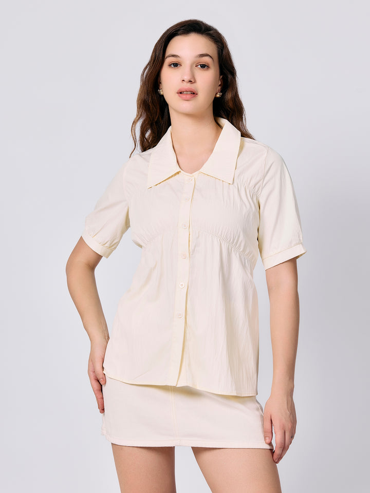 Yellow Front Ruching Shirt