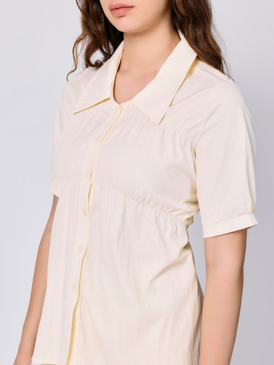 Yellow Front Ruching Shirt