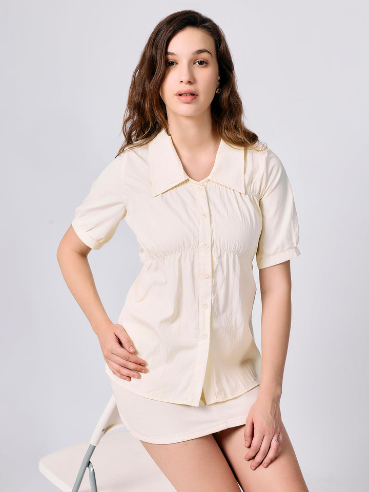 Yellow Front Ruching Shirt