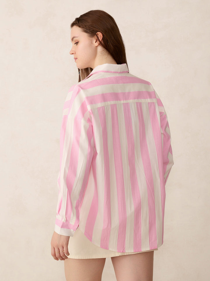 Pink Striped Oversized Shirt