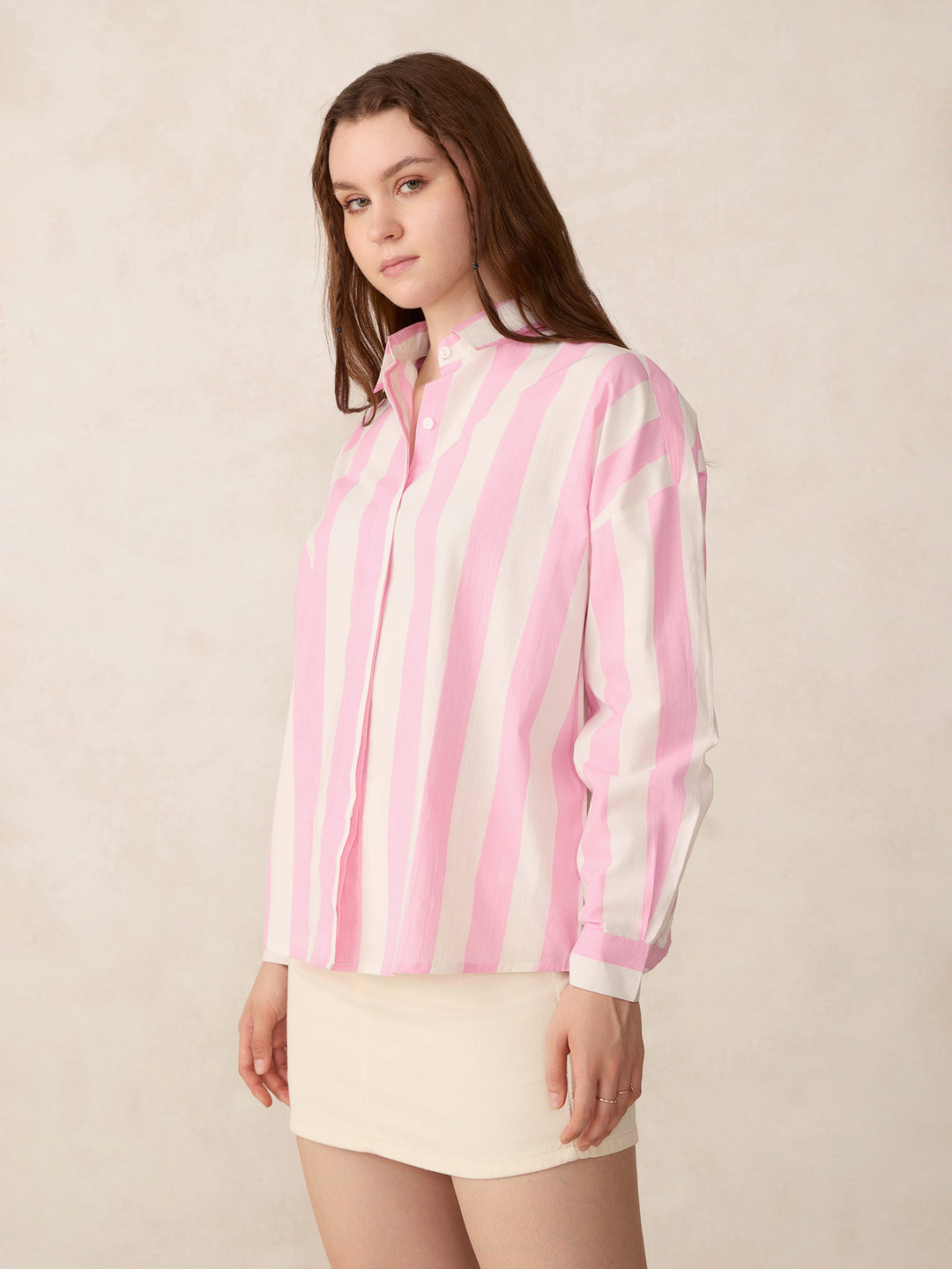 Pink Striped Oversized Shirt