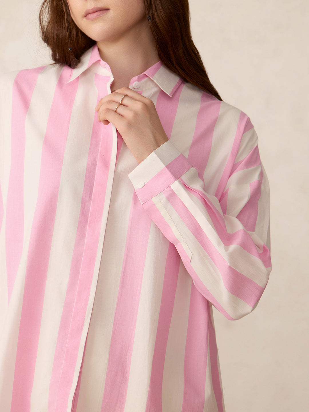 Pink Striped Oversized Shirt