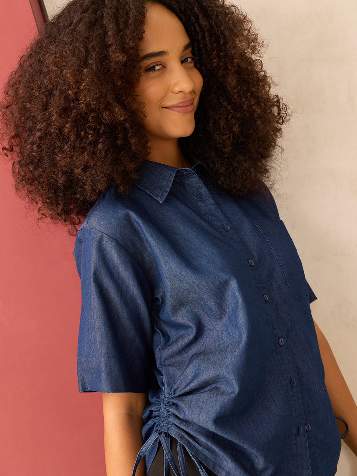 Blue Half Sleeve Loosefit Shirt