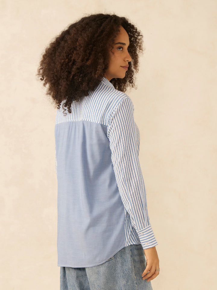 Blue Oversized Fit Full Sleeve Shirt