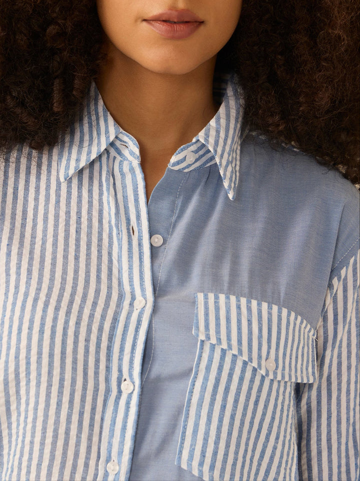 Blue Oversized Fit Full Sleeve Shirt