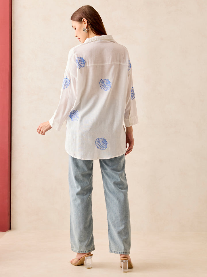 White Oversized Full Sleeved Shirt