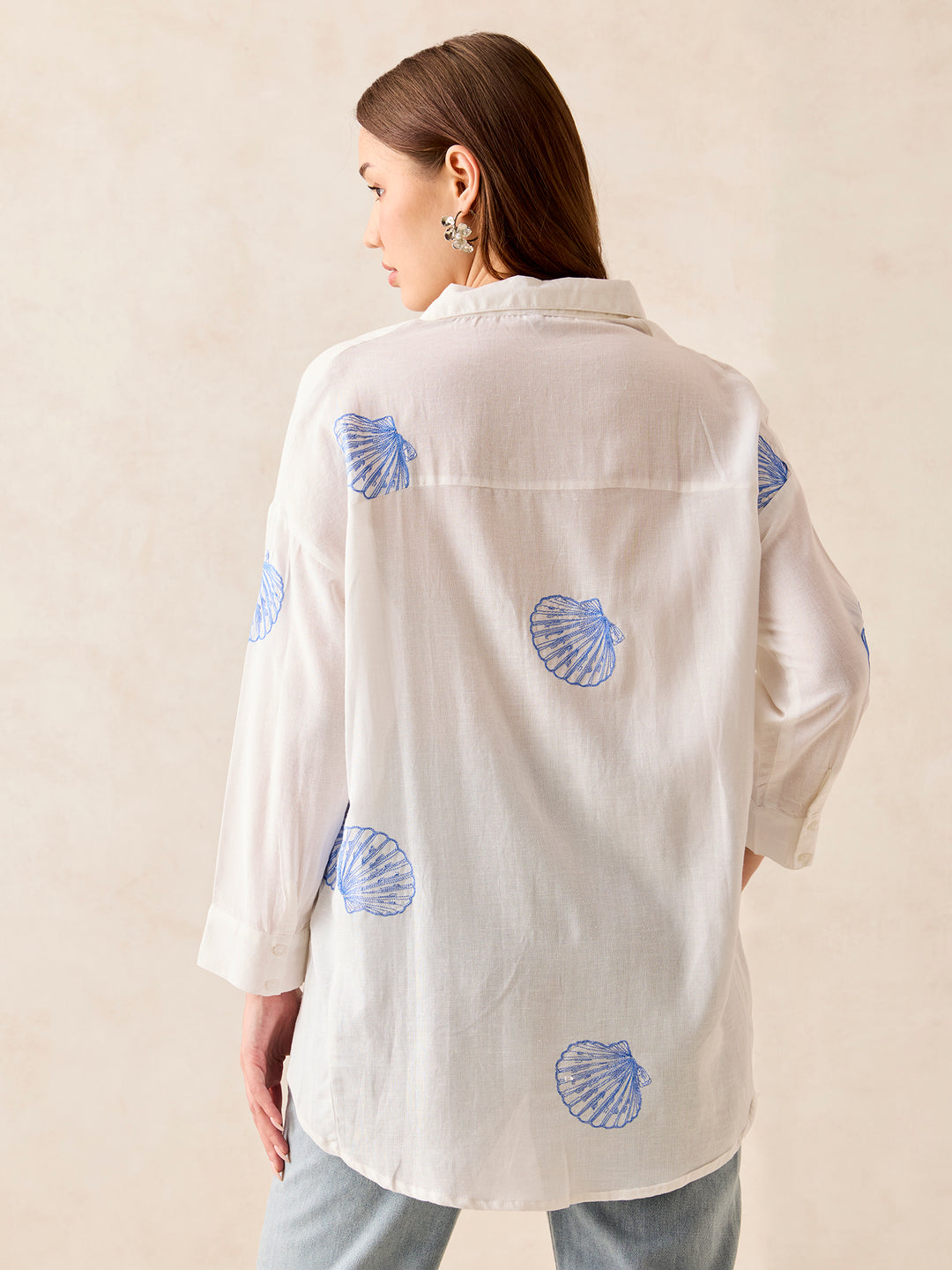White Oversized Full Sleeved Shirt