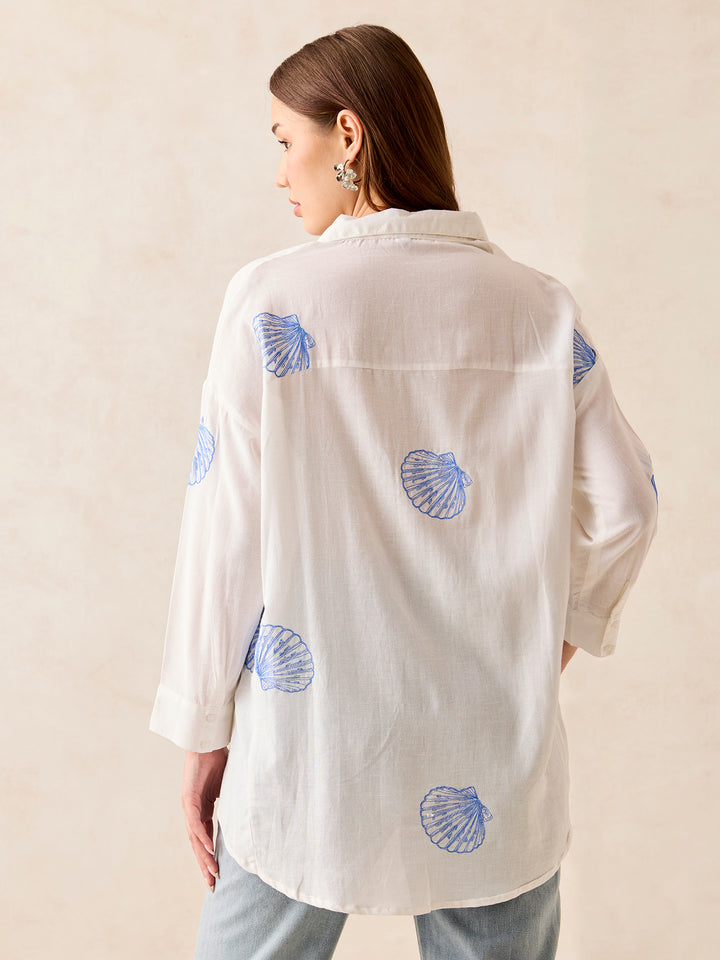 White Oversized Full Sleeved Shirt