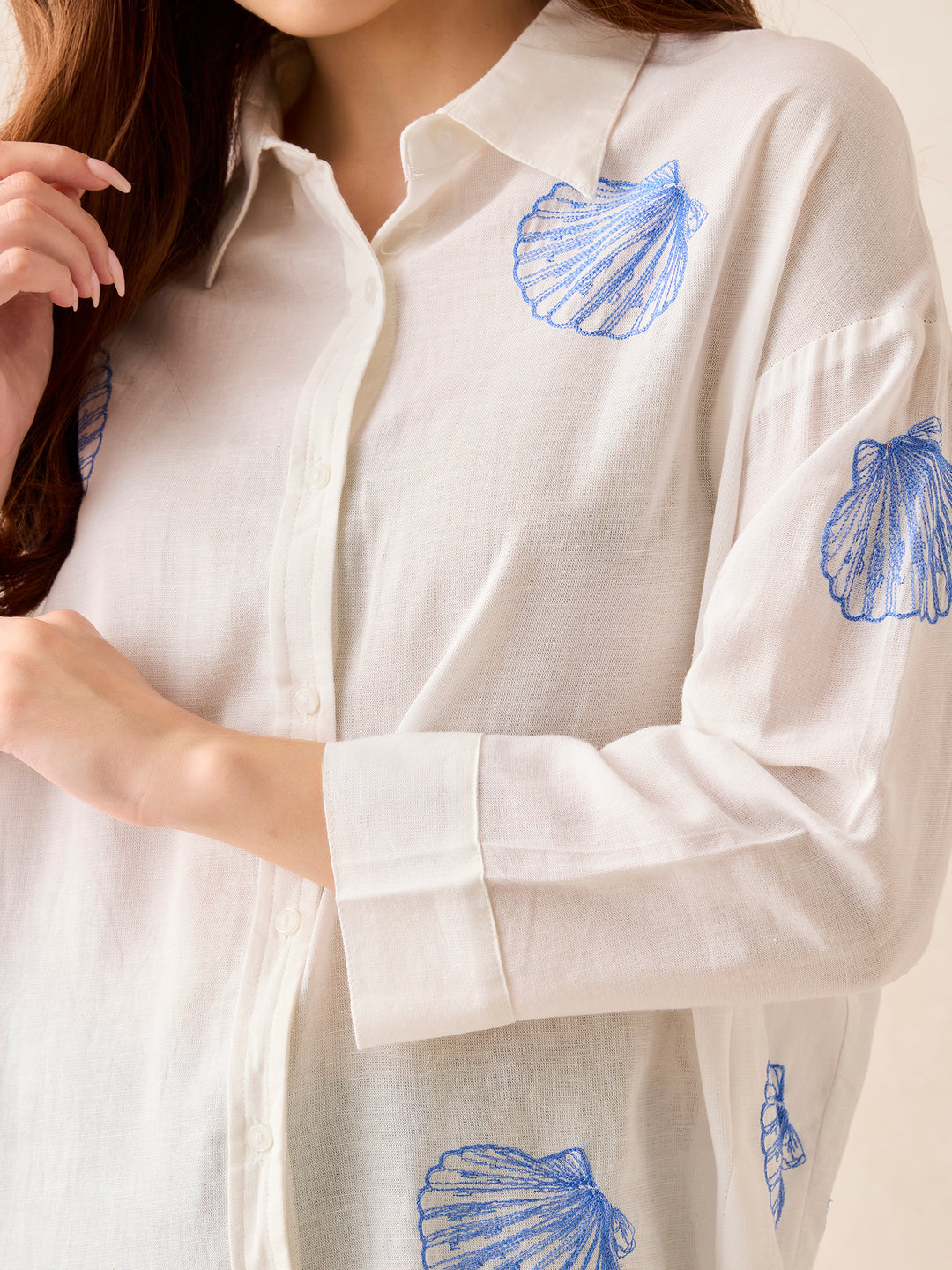 White Oversized Full Sleeved Shirt
