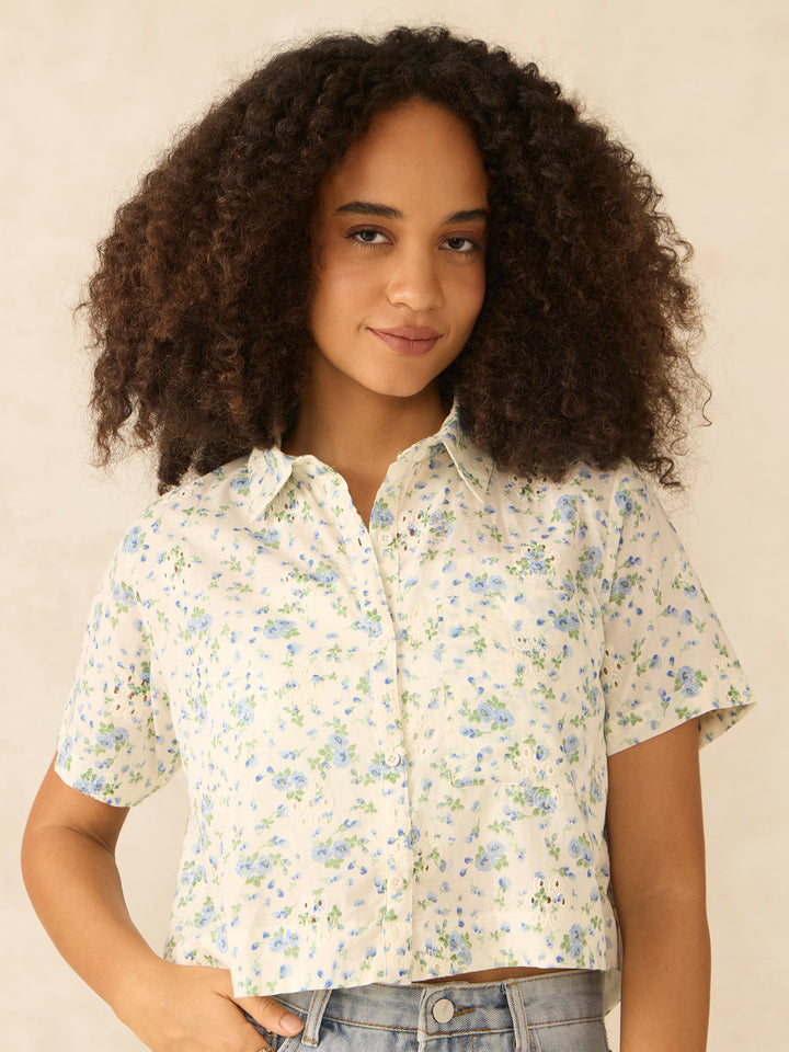White Half Sleeved Copped Shirt