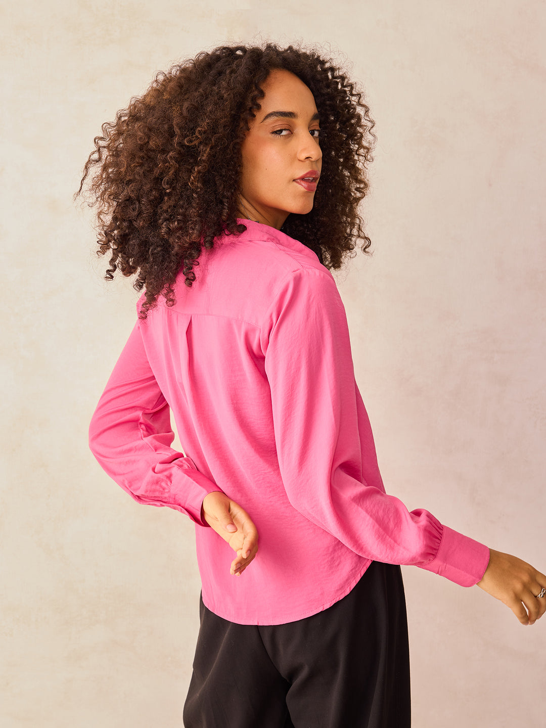 Pink Relaxed Fit Satin Shirt