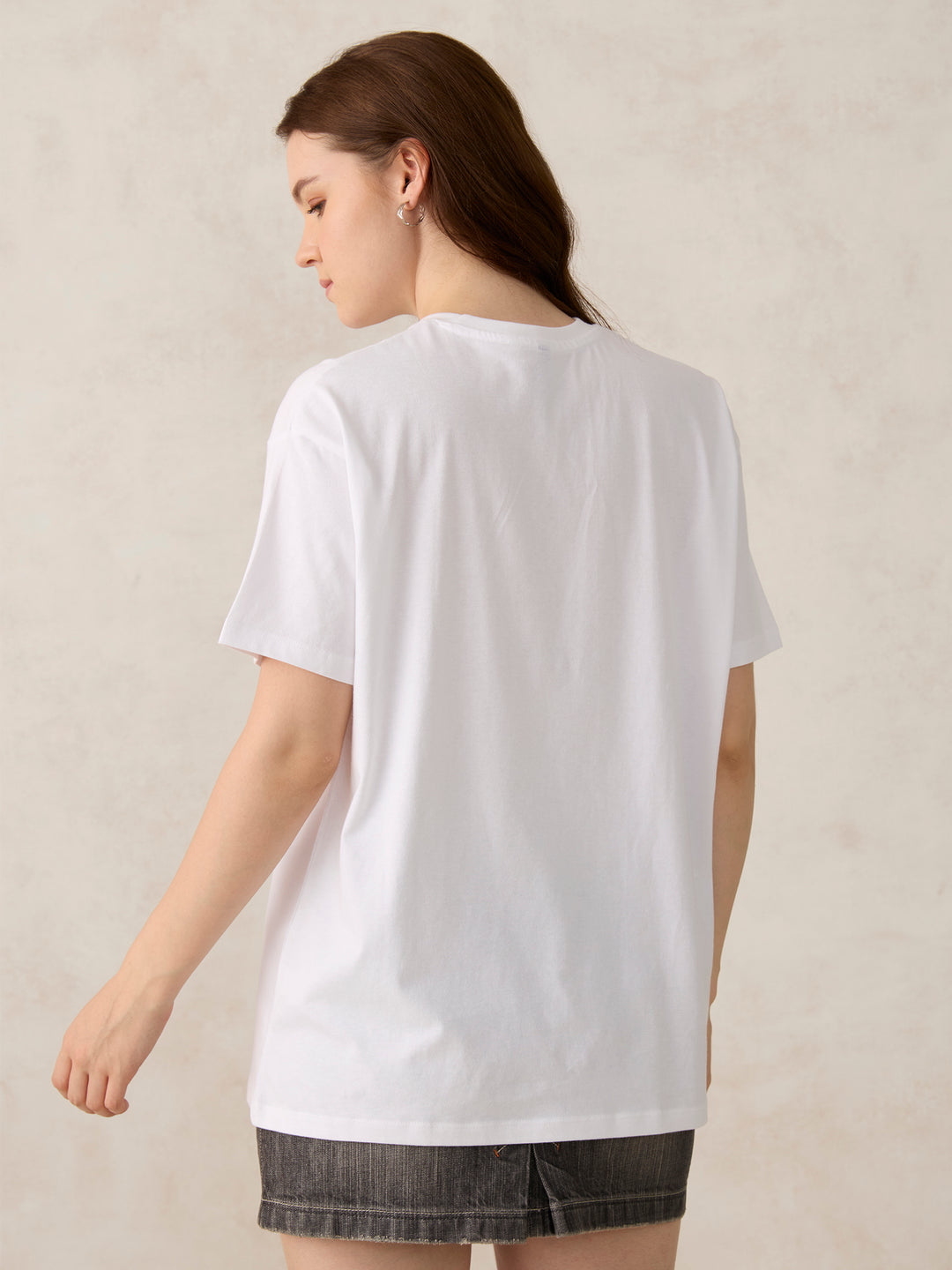 White Oversized T-Shirt with Graphic Print