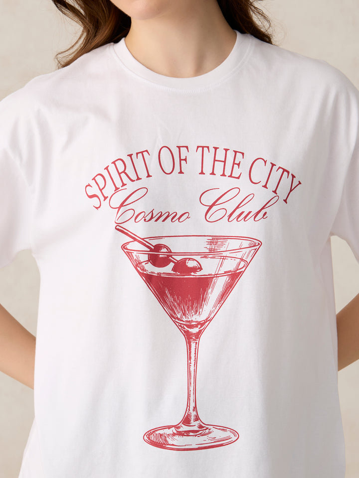 White Oversized T-Shirt with Graphic Print