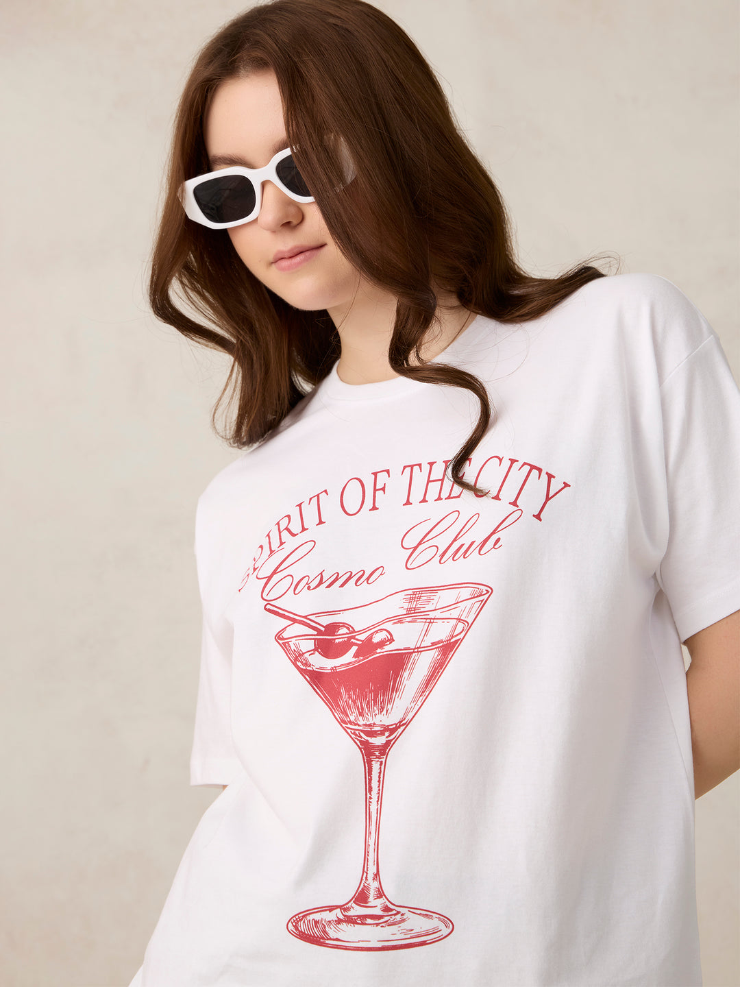 White Oversized T-Shirt with Graphic Print