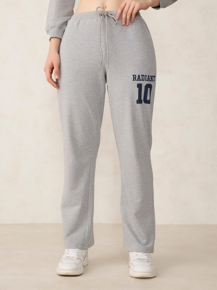 Grey Broad Neck Sweatshirt And Bottom Co-Ord