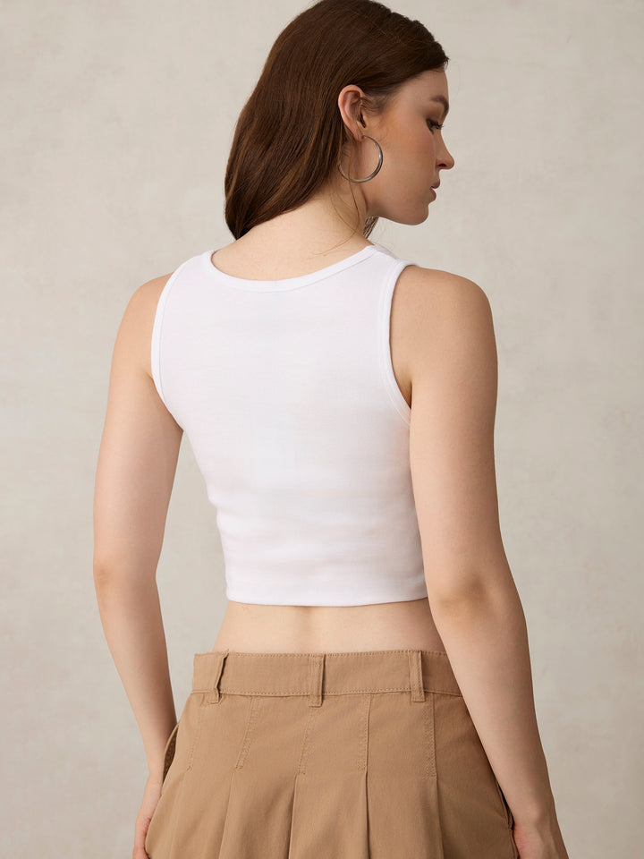 White Graphic Tank Top