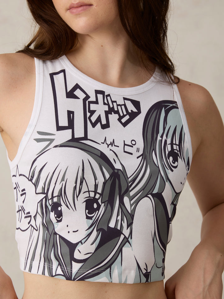 White Graphic Tank Top