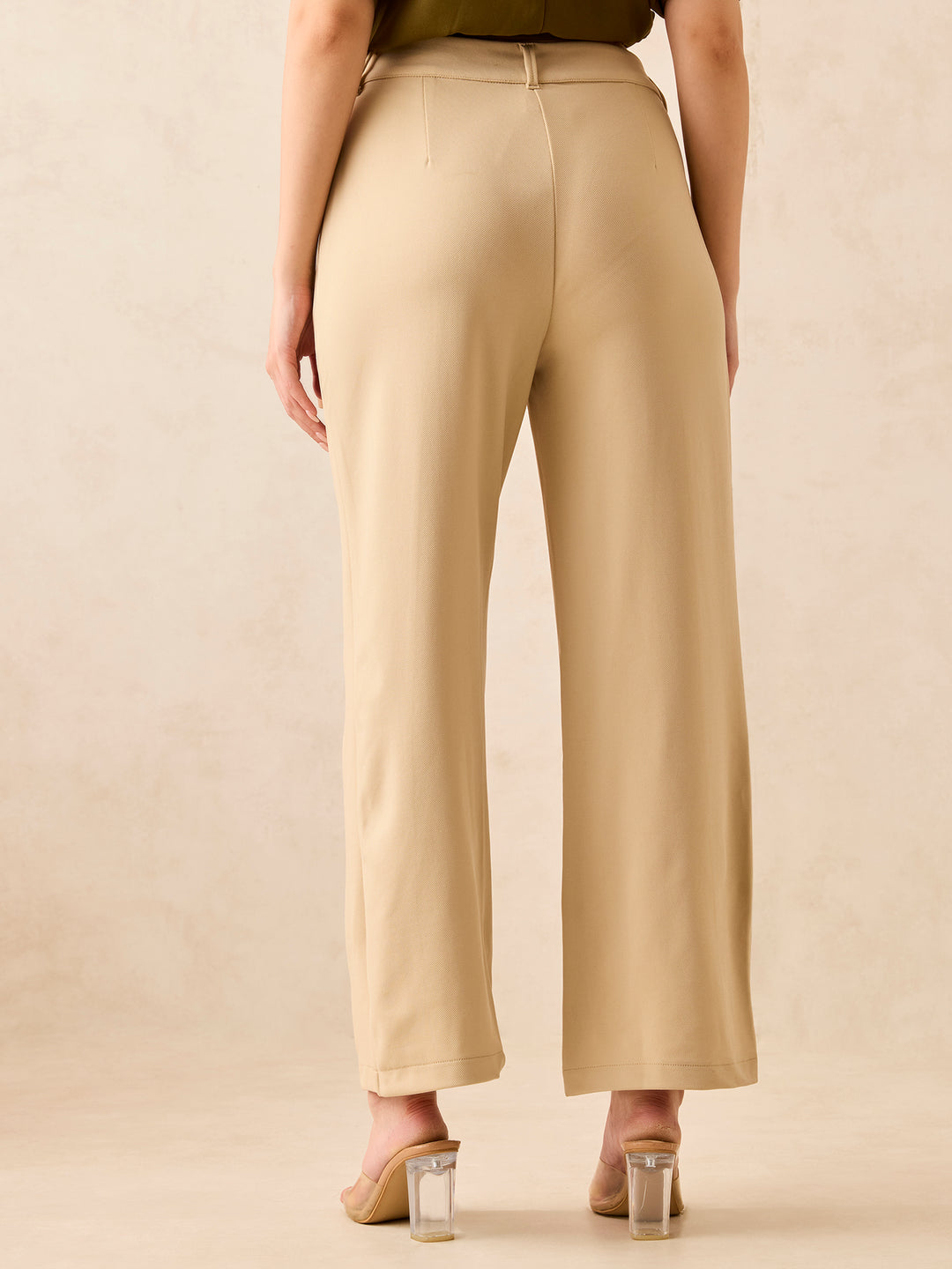Brown High Waisted Wide Leg Trousers