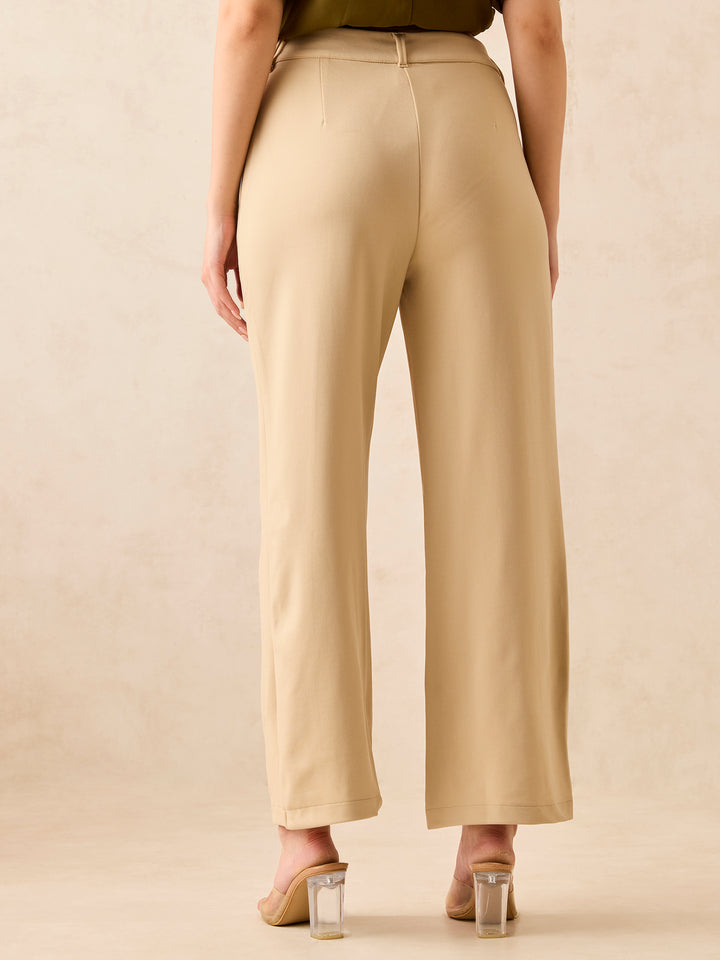 Brown High Waisted Wide Leg Trousers